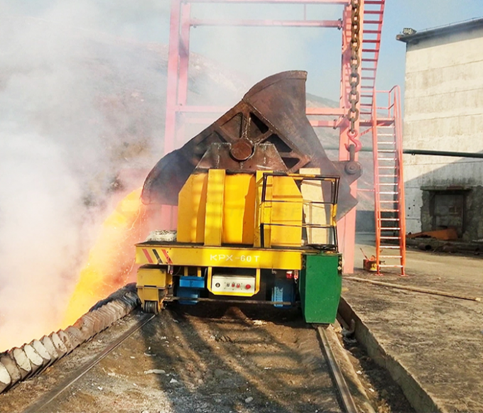 30 ton tugas berat industri Ladle Rail Transfer Cart dengan insulasi panas dan bahan bukti ledakan