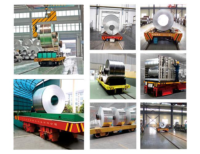 rel bermotor transfer keranjang untuk rolling plant galvanis coil transportasi trolley baja