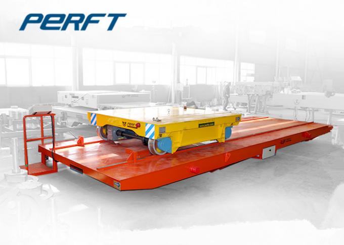 Double track docking Rail Transfer Cart untuk gudang pabrik di seluruh transportasi material