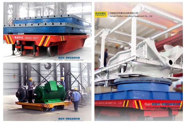 6 ton Baja Karbon Rail Dipandu Listrik Flat Transfer Cart untuk Transportasi Kargo Pabrik