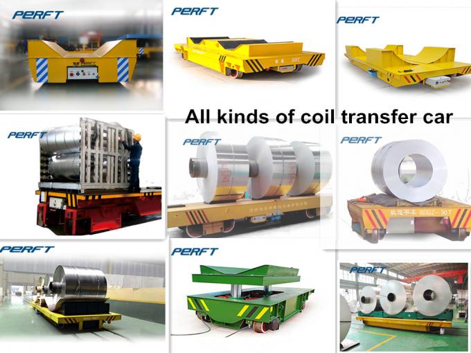 20 ton Carbon Steel Material Transfer Cart Cable Reel Bertenaga coil transfer mobil di Rails